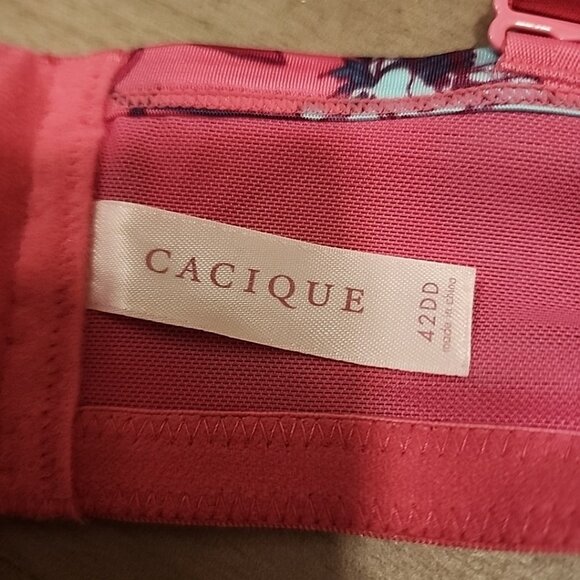 Cacique Bra 42DD Pink Floral Underwire Lined - Picture 3 of 4